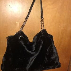 Black Fax Fur Bag